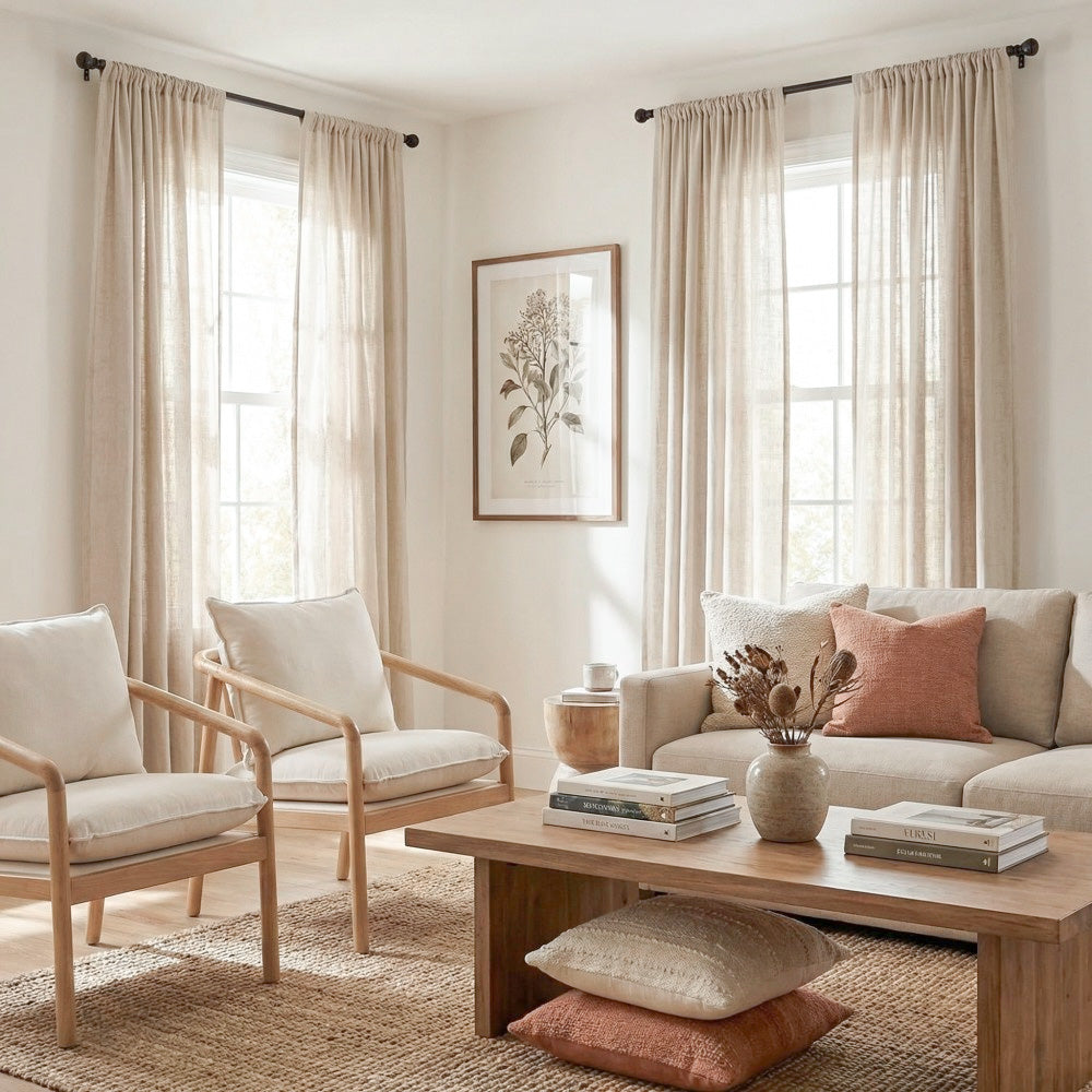 Leah Cotton Texture White Sheer Curtains