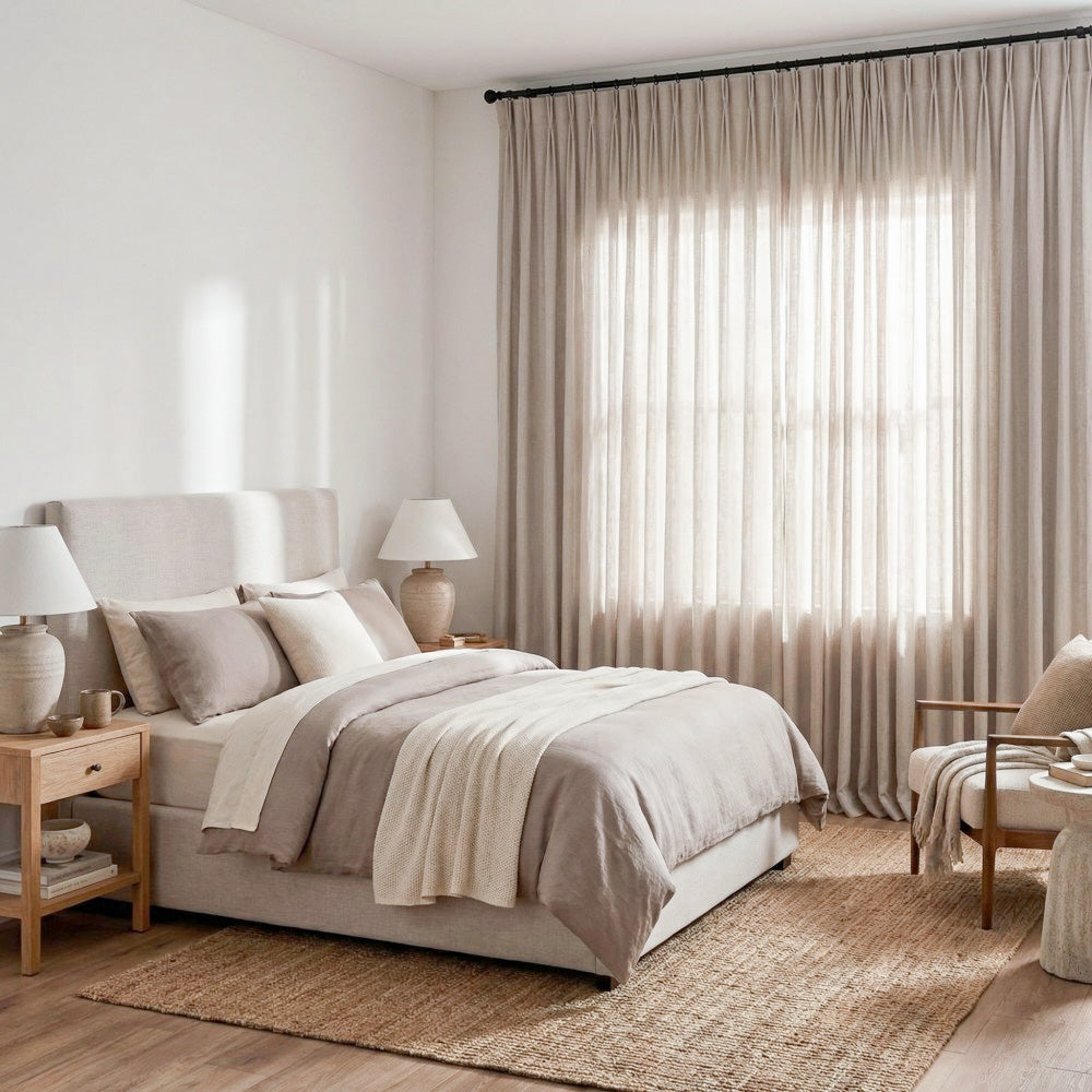 Leah Cotton Texture White Sheer Curtains