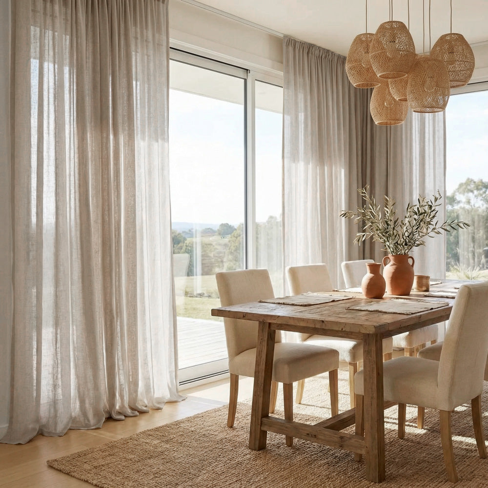 Leah Cotton Texture White Sheer Curtains