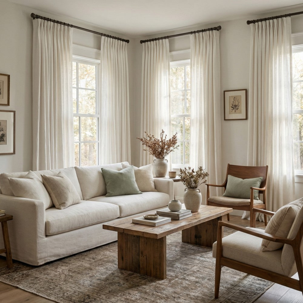 Leah Cotton Texture White Sheer Curtains