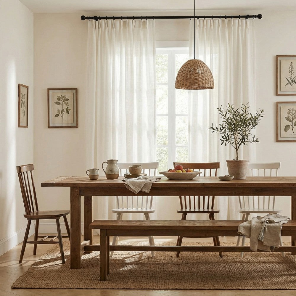 Leah Cotton Texture White Sheer Curtains