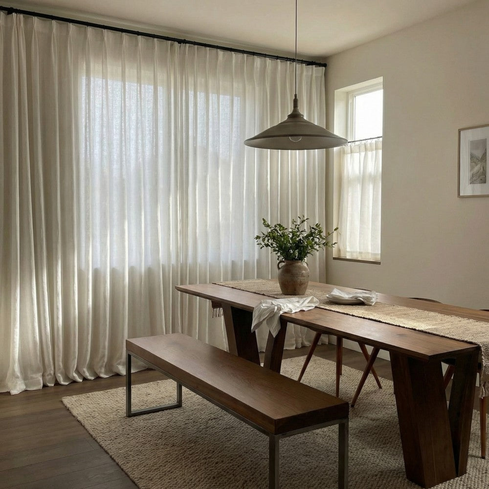 Leah Cotton Texture White Sheer Curtains