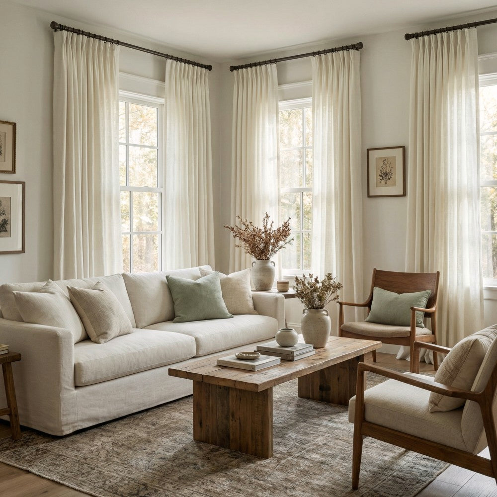 Leah Cotton Texture White Sheer Curtains