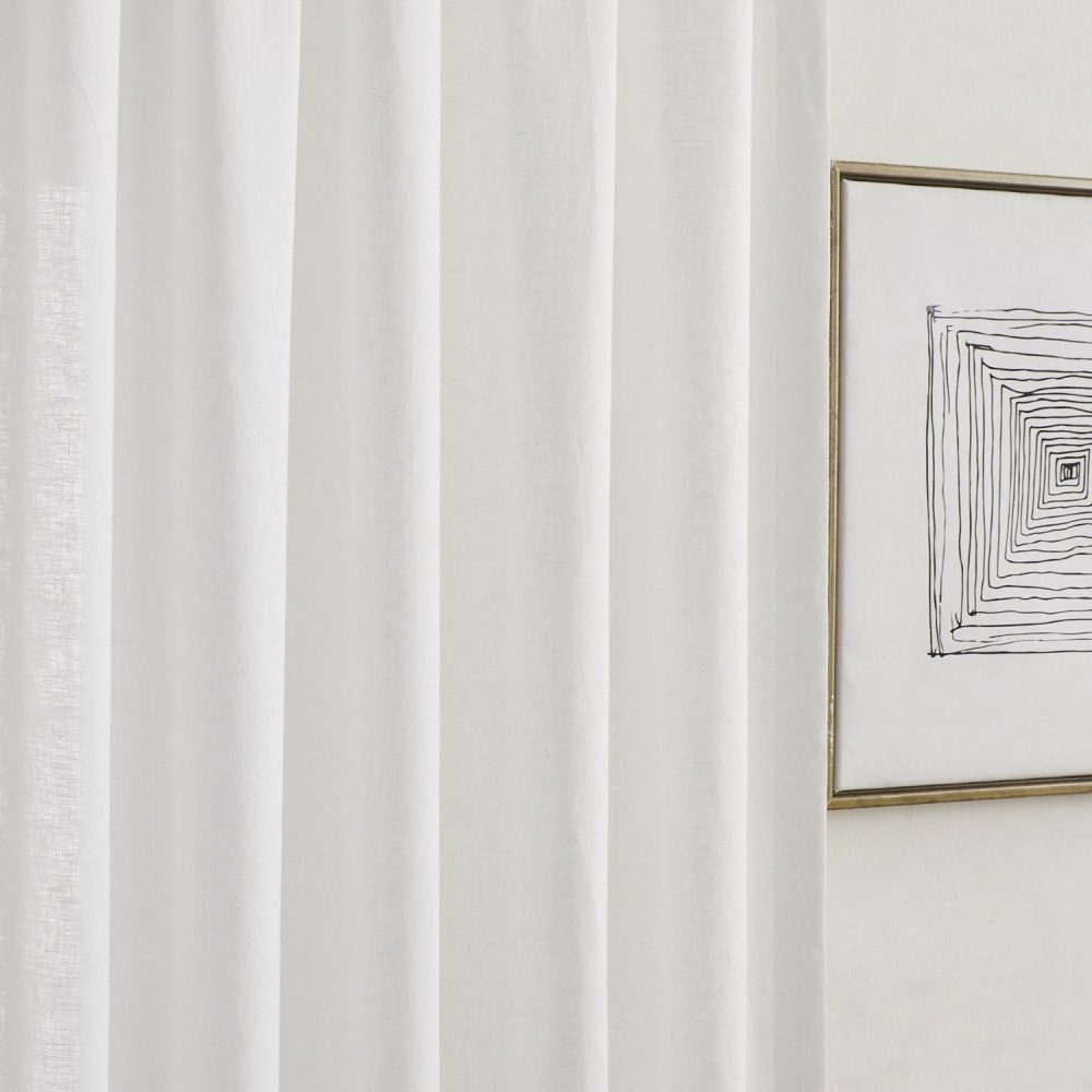 Lelio White 100% Pure Linen Sheer Curtains