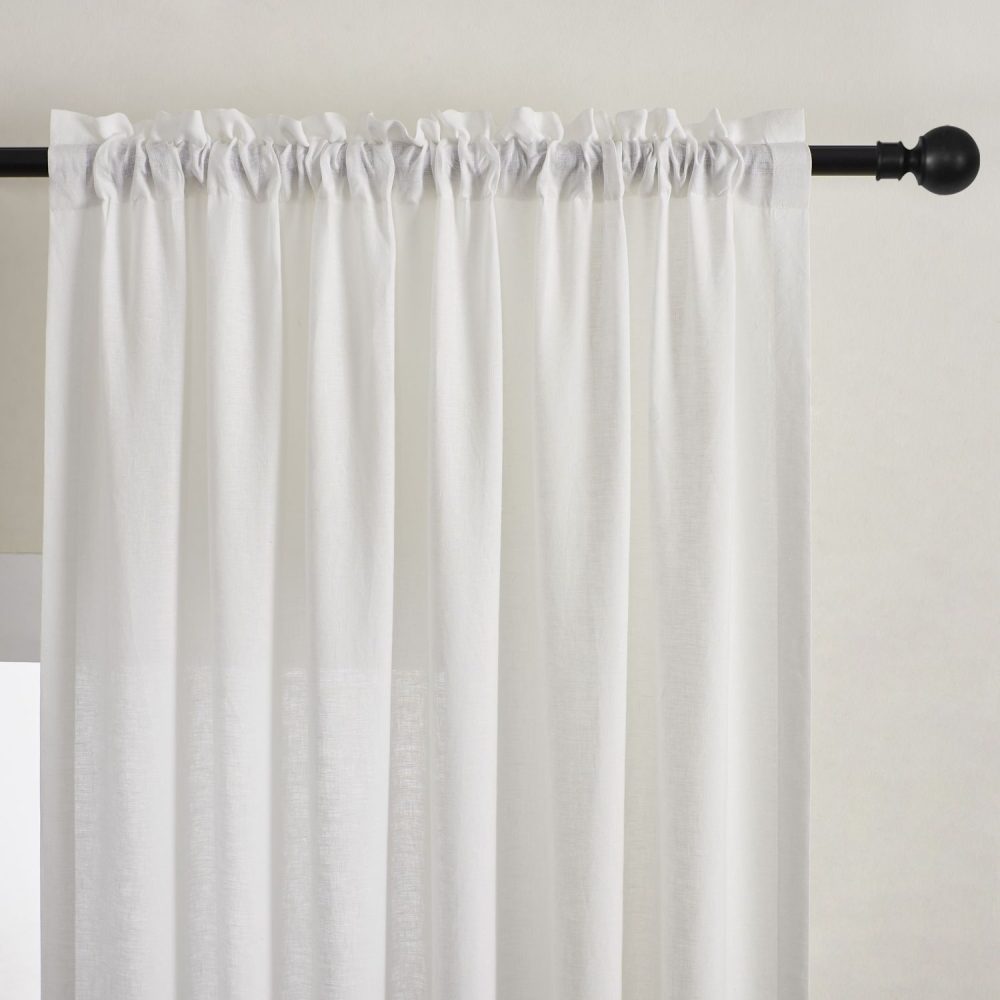 Lelio White 100% Pure Linen Sheer Curtains