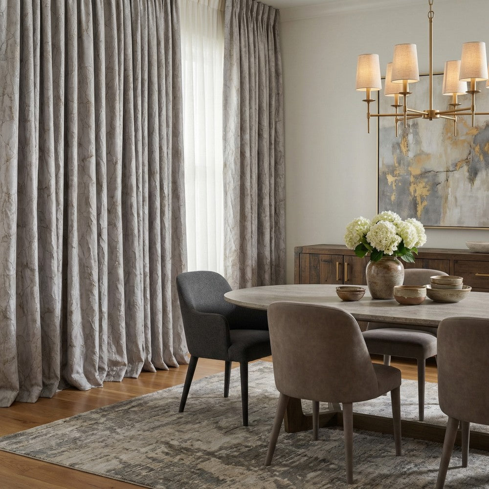 Lennon Embossed Withered Lotus Abstract Curtains