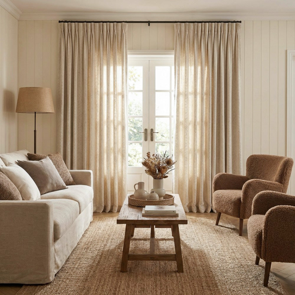 Lilian Diamond Textured Linen Cotton Curtains