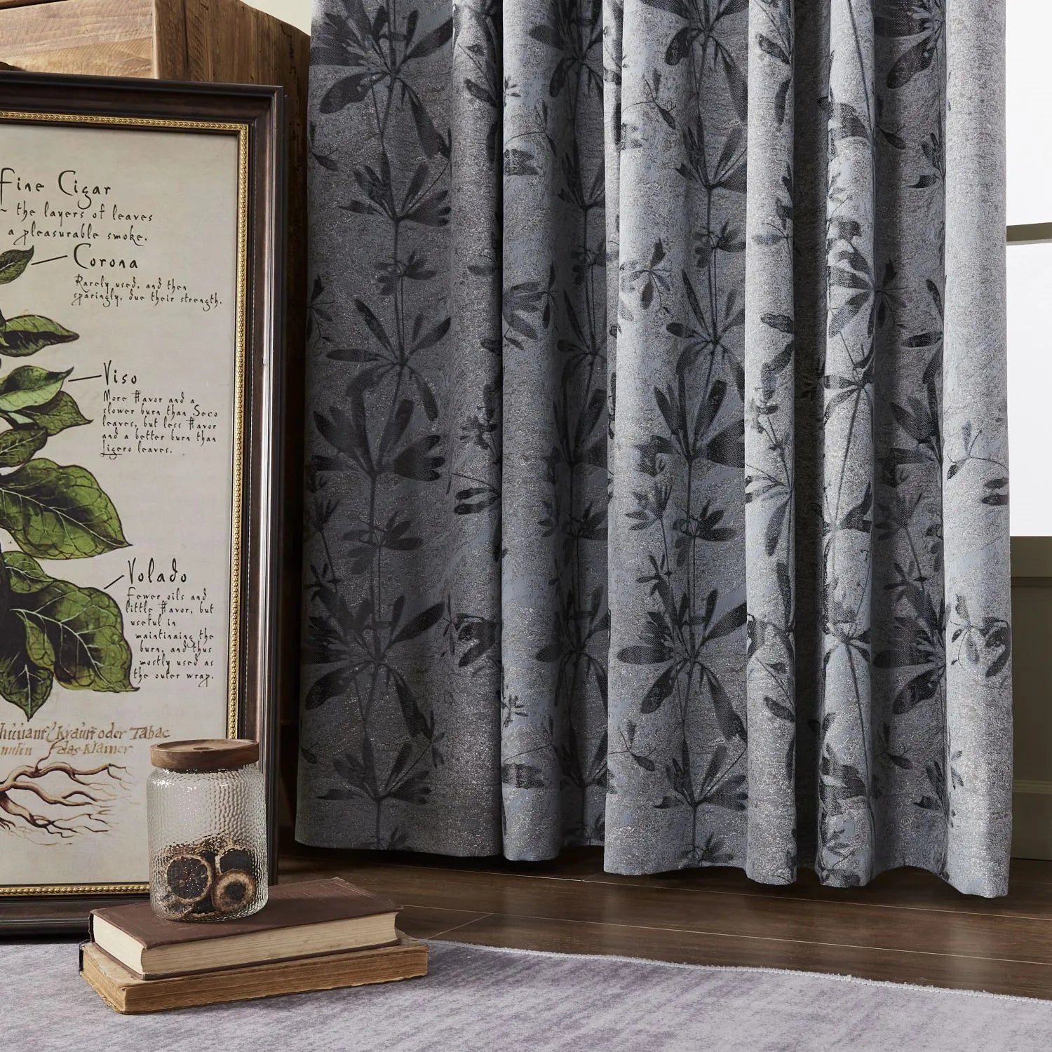 Lily Floral Leaf Jacquard Curtains