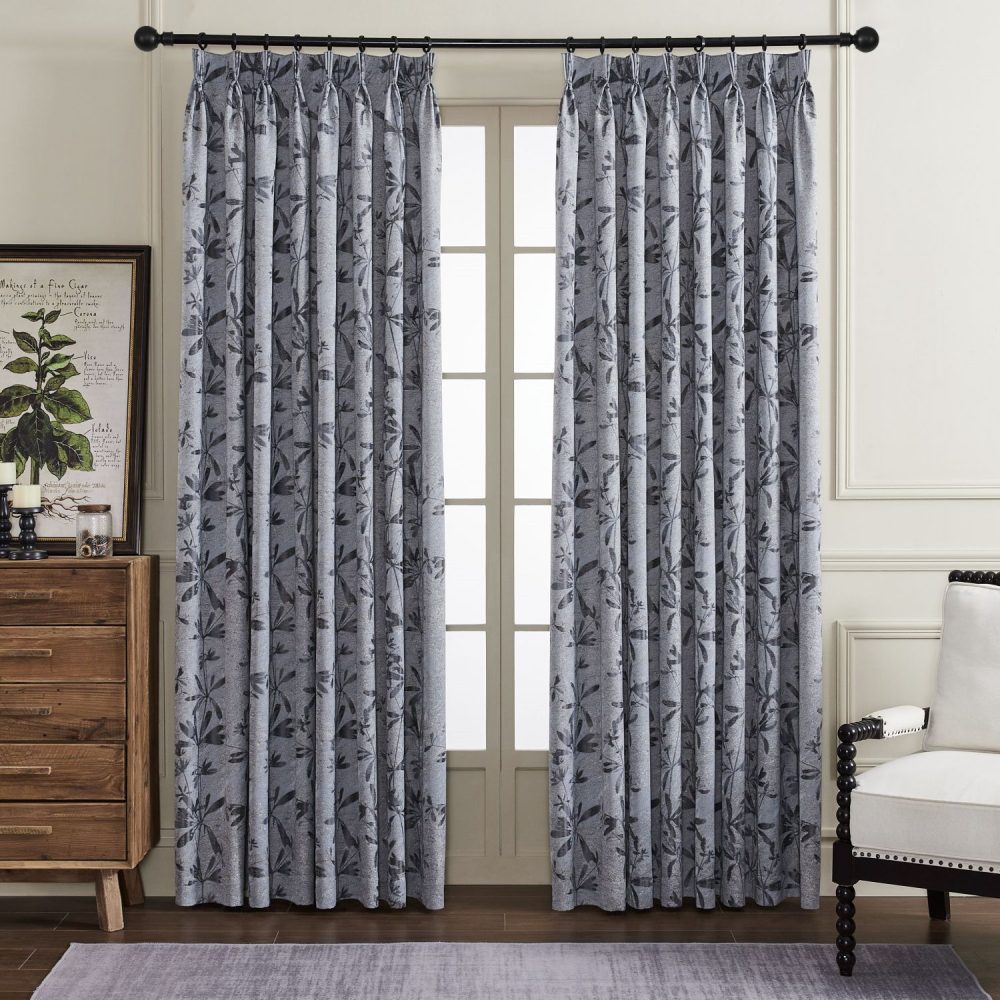 Lily Floral Leaf Jacquard Curtains