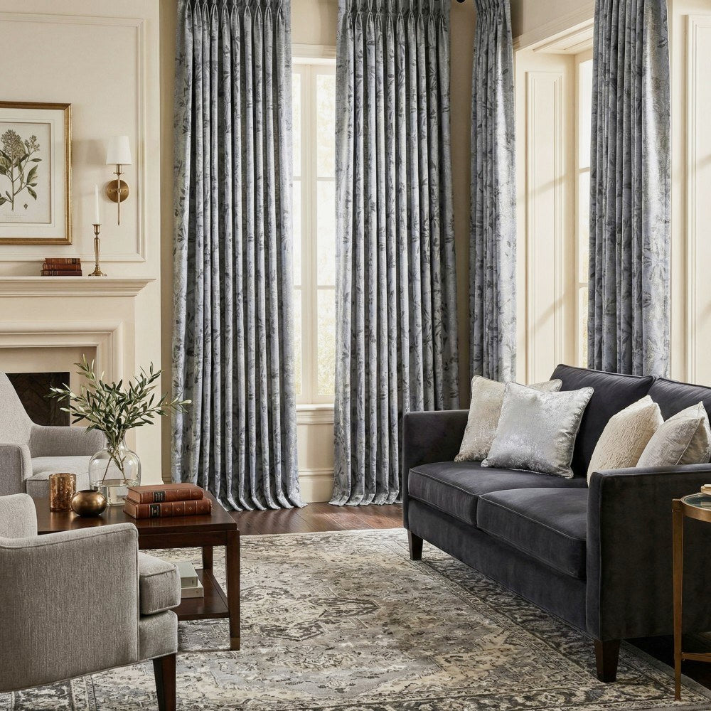 Lily Floral Leaf Jacquard Curtains