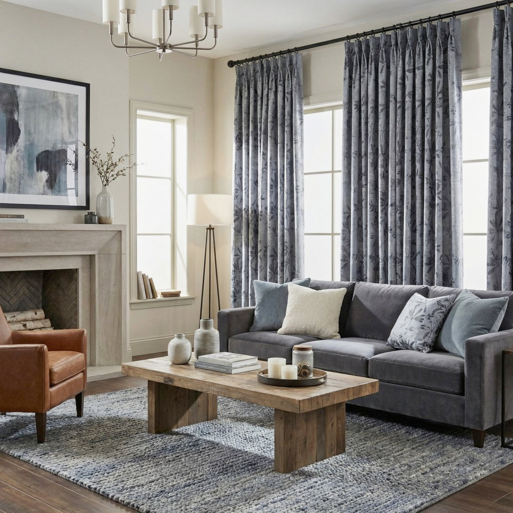 Lily Floral Leaf Jacquard Curtains
