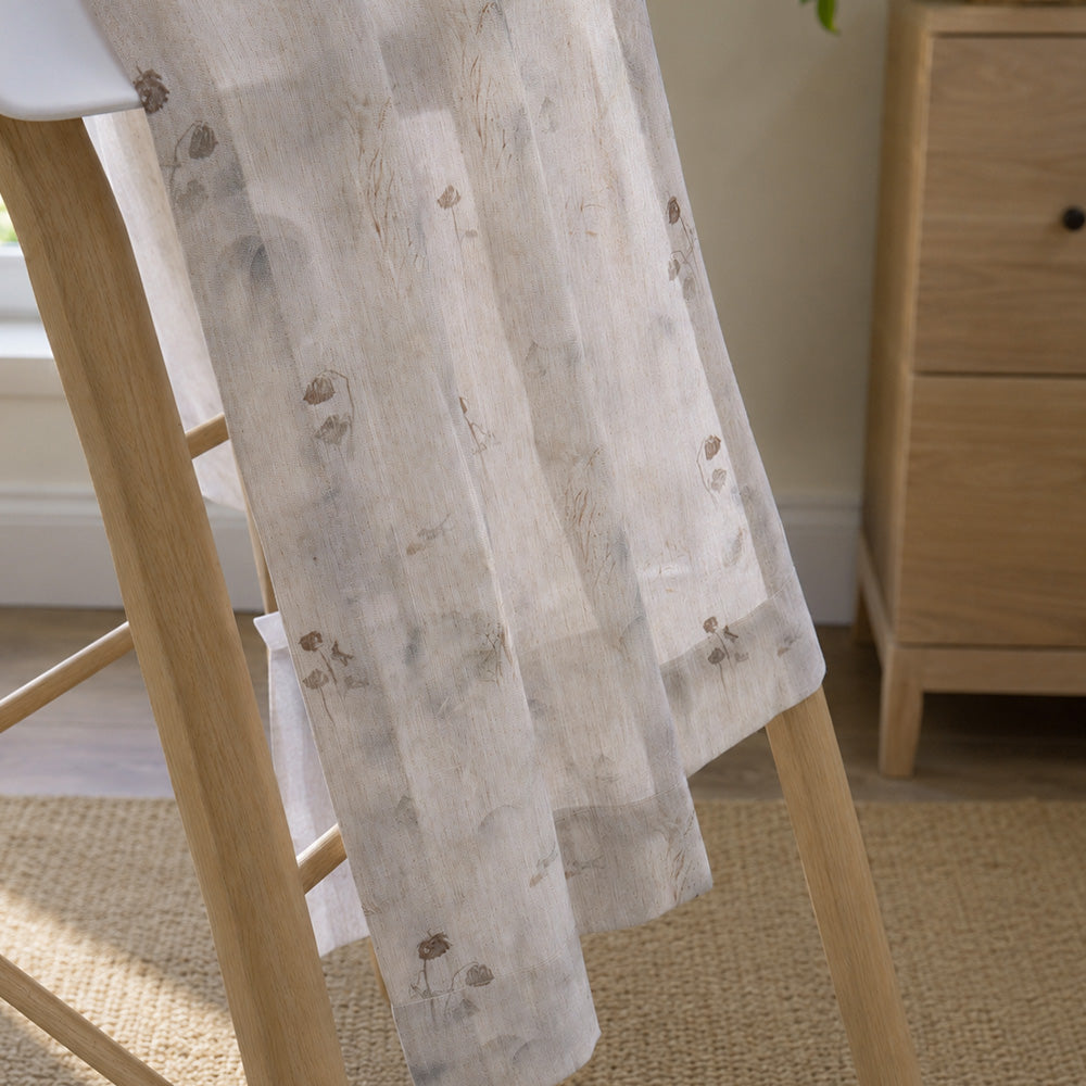 Linden Botanical Sketch Linen Sheer Curtains