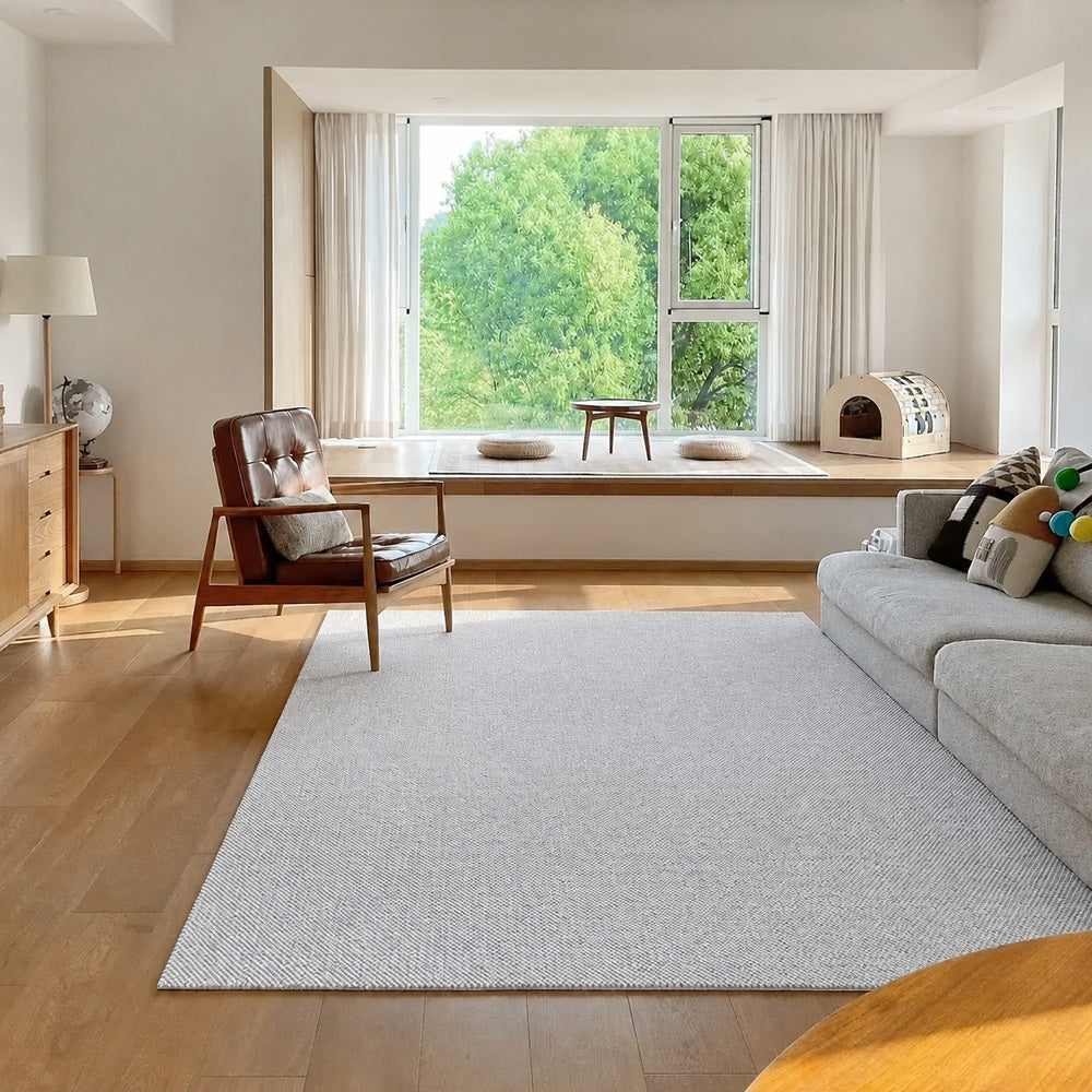 Tapis sur mesure texturé en laine douce Liora