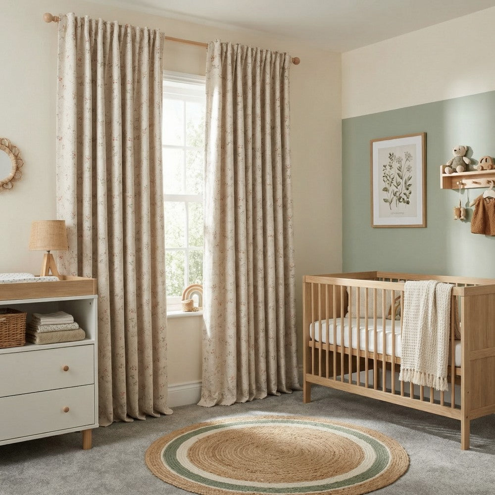 Livia Spring Botanical Print Linen Custom Curtains