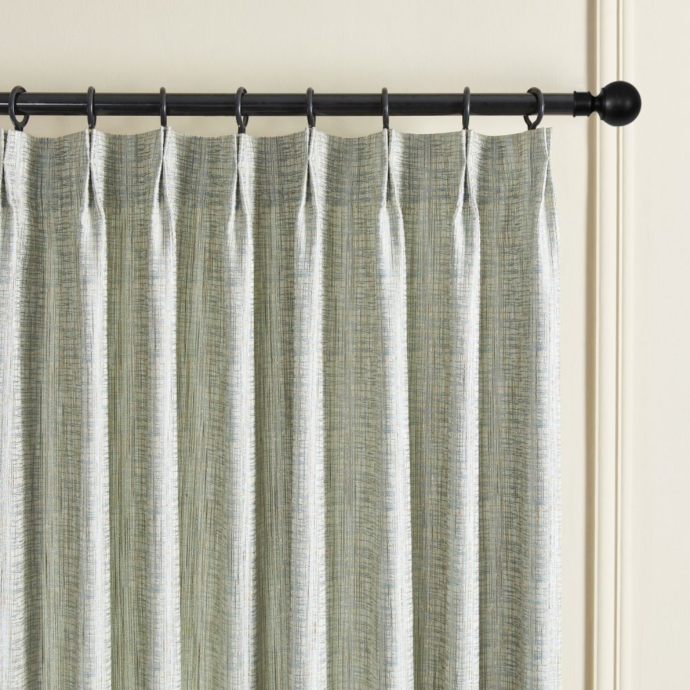Logan Green Gold Thread Crosshatch Curtains