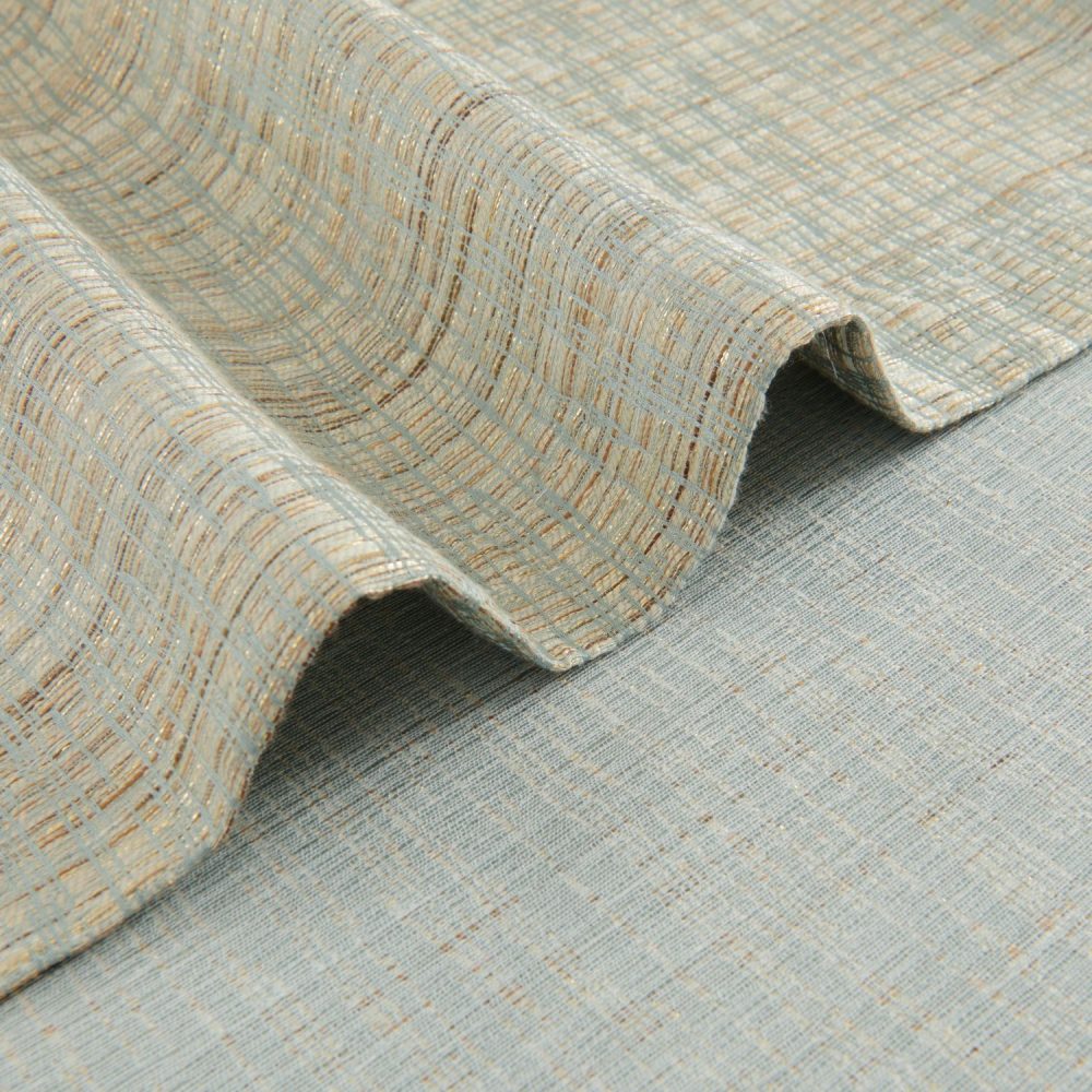 Logan Green Gold Thread Crosshatch Curtains