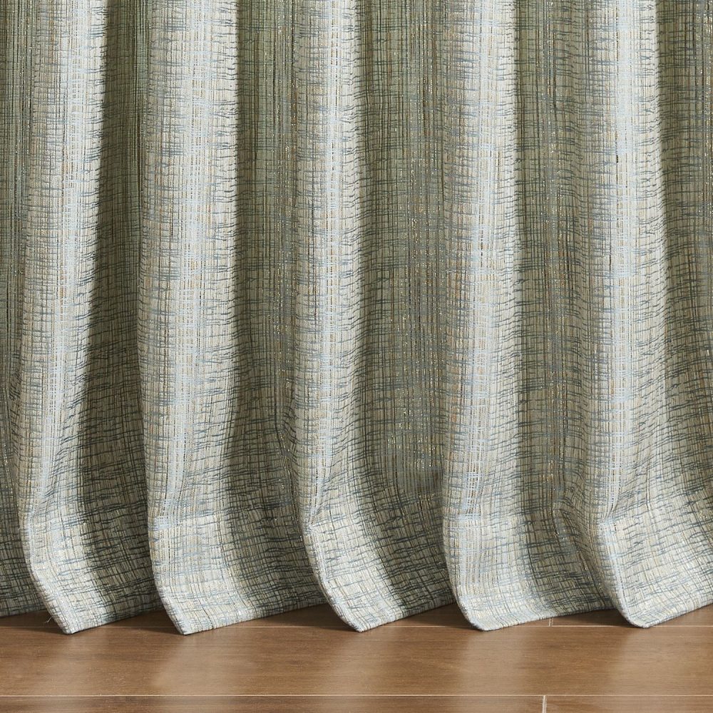 Logan Green Gold Thread Crosshatch Curtains
