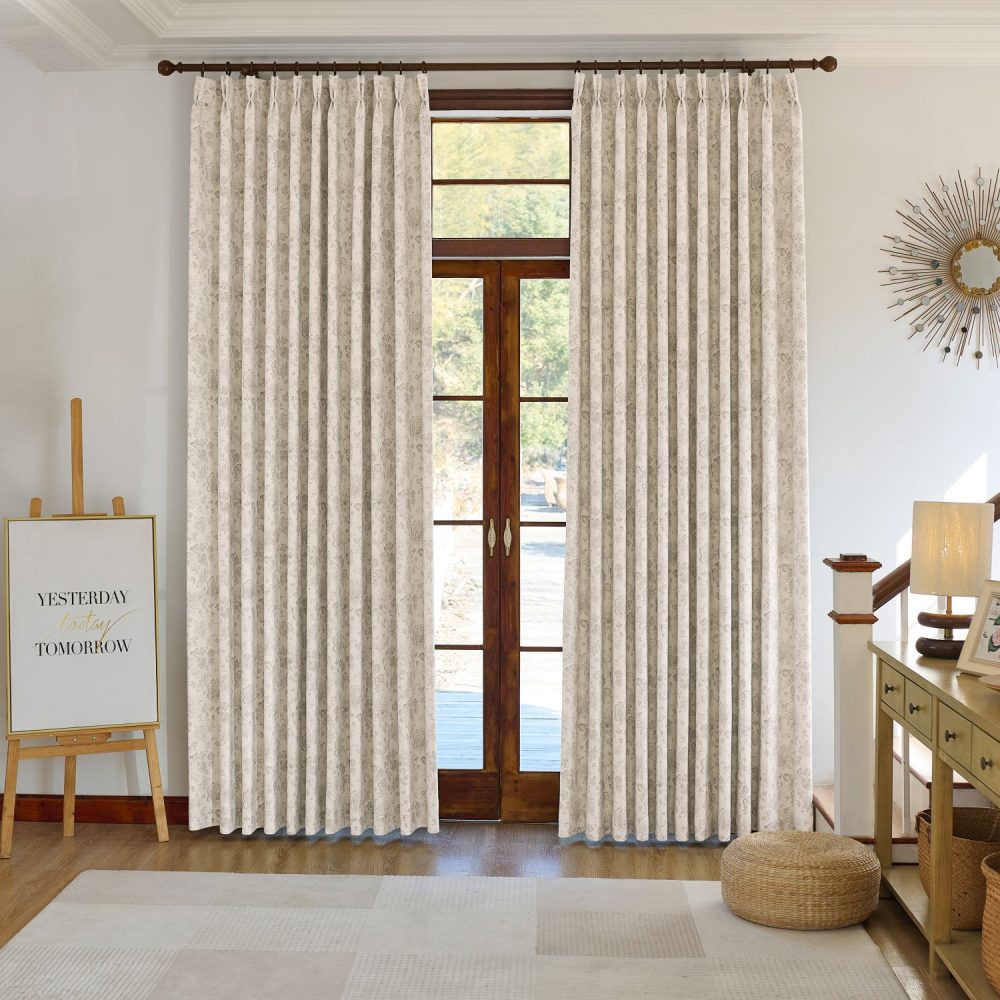 Lorah Modern Vintage Sage Floral Patterned Curtains