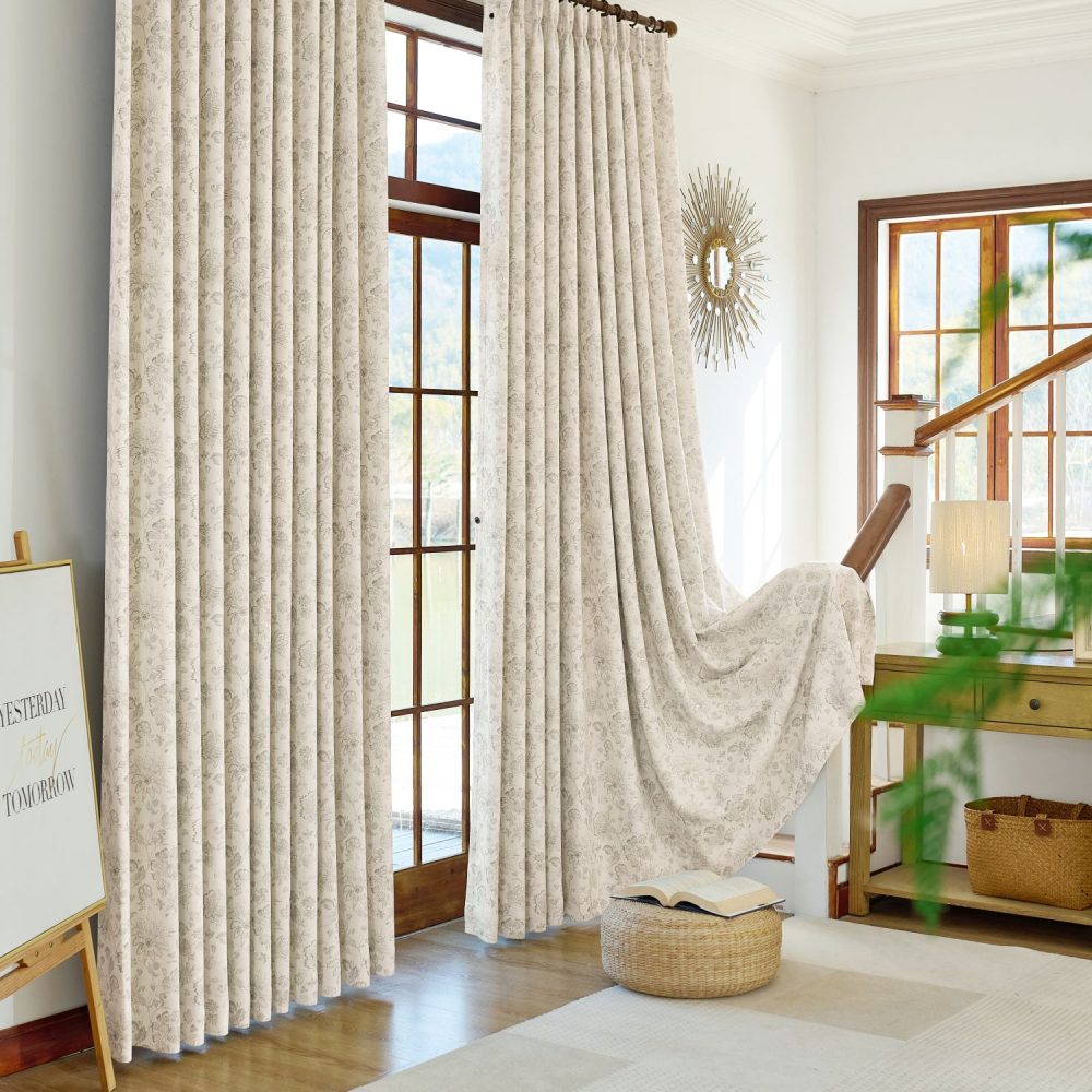 Lorah Modern Vintage Sage Floral Patterned Curtains