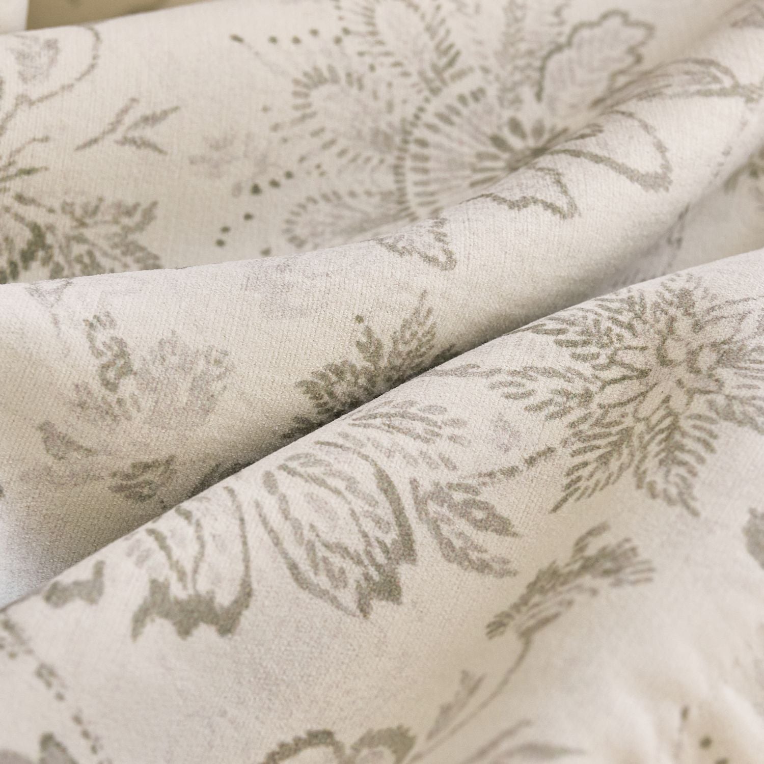 Lorah Modern Vintage Sage Floral Patterned Curtains