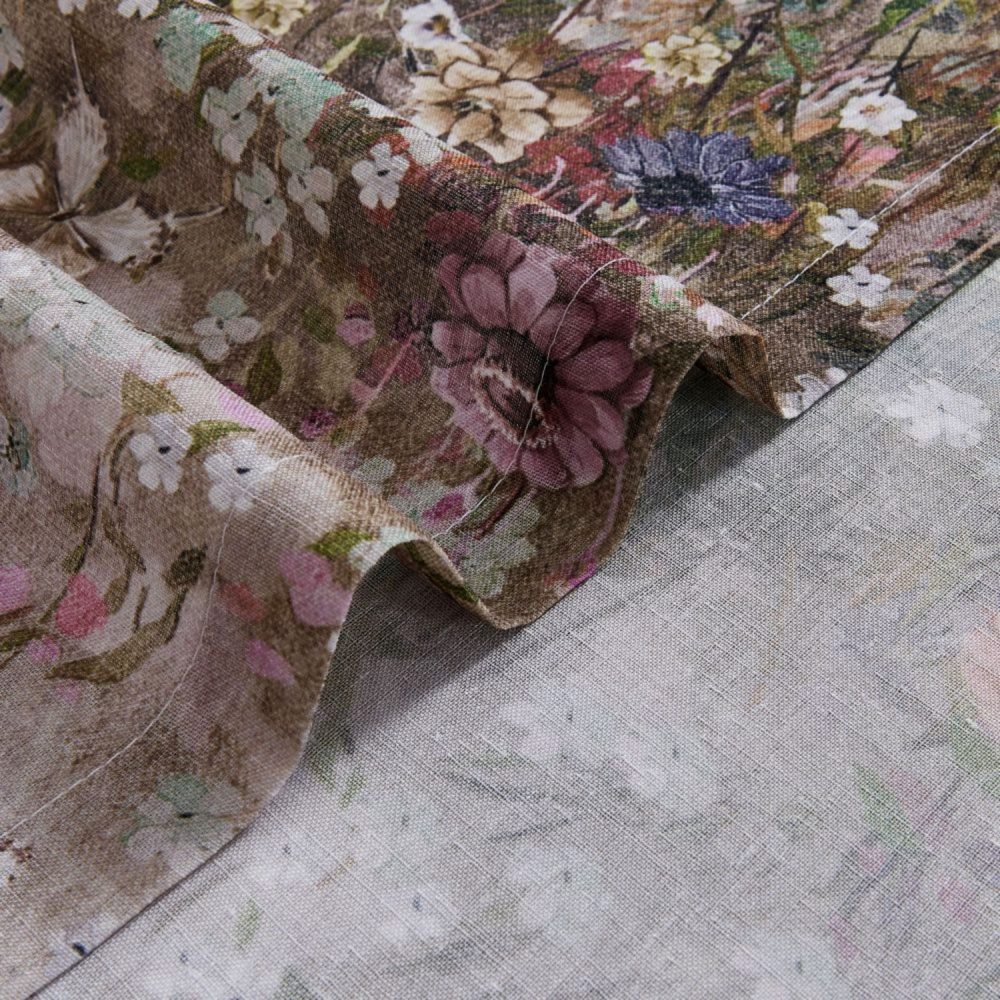 Lucy Botanical Print Border Sheer Curtains