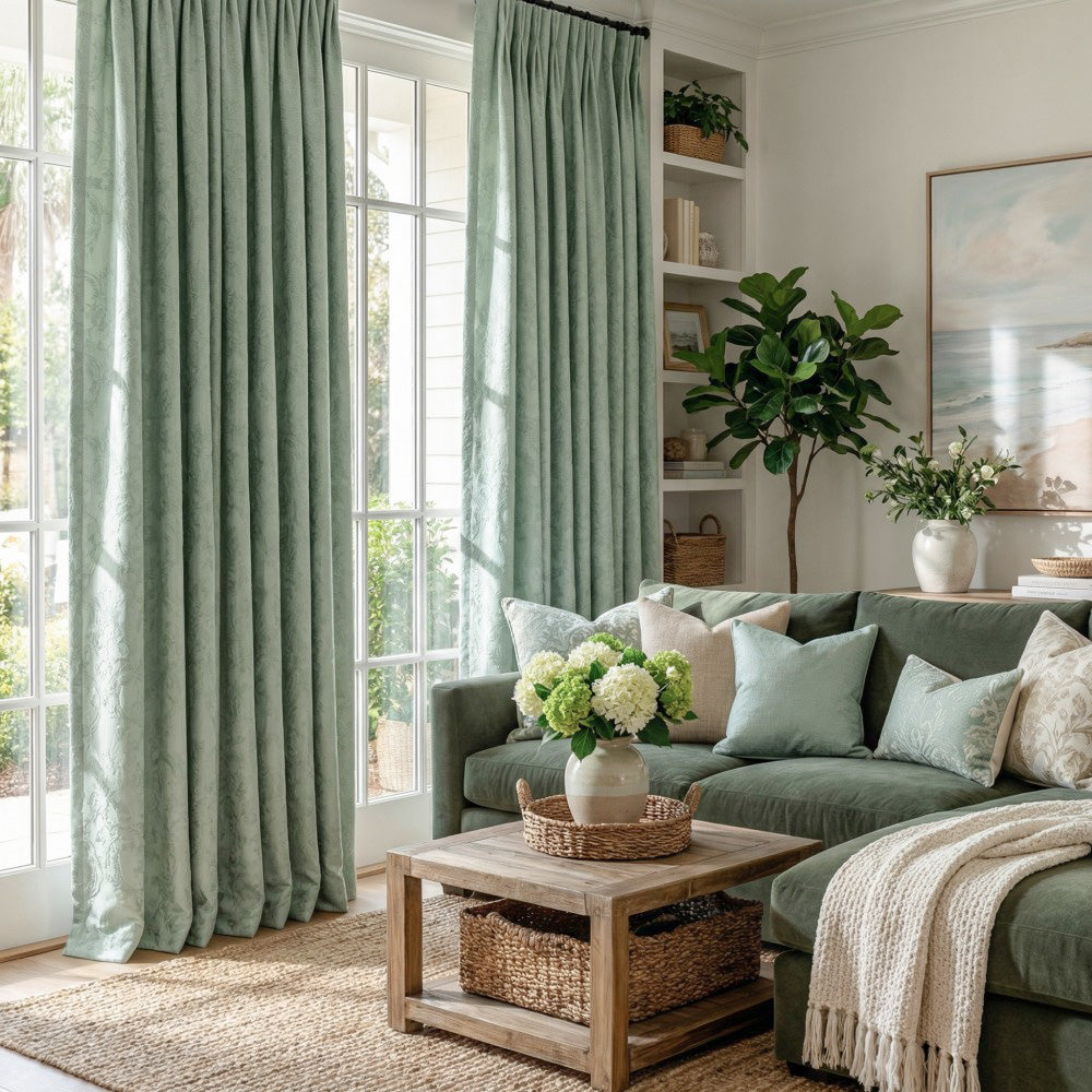 Luna Delicate Damask Floral Curtains