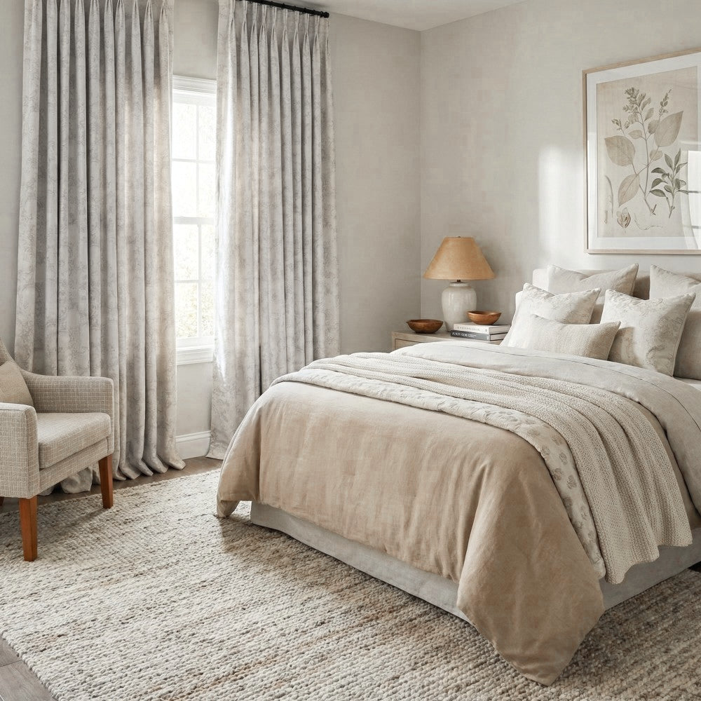Luna Delicate Damask Floral Curtains