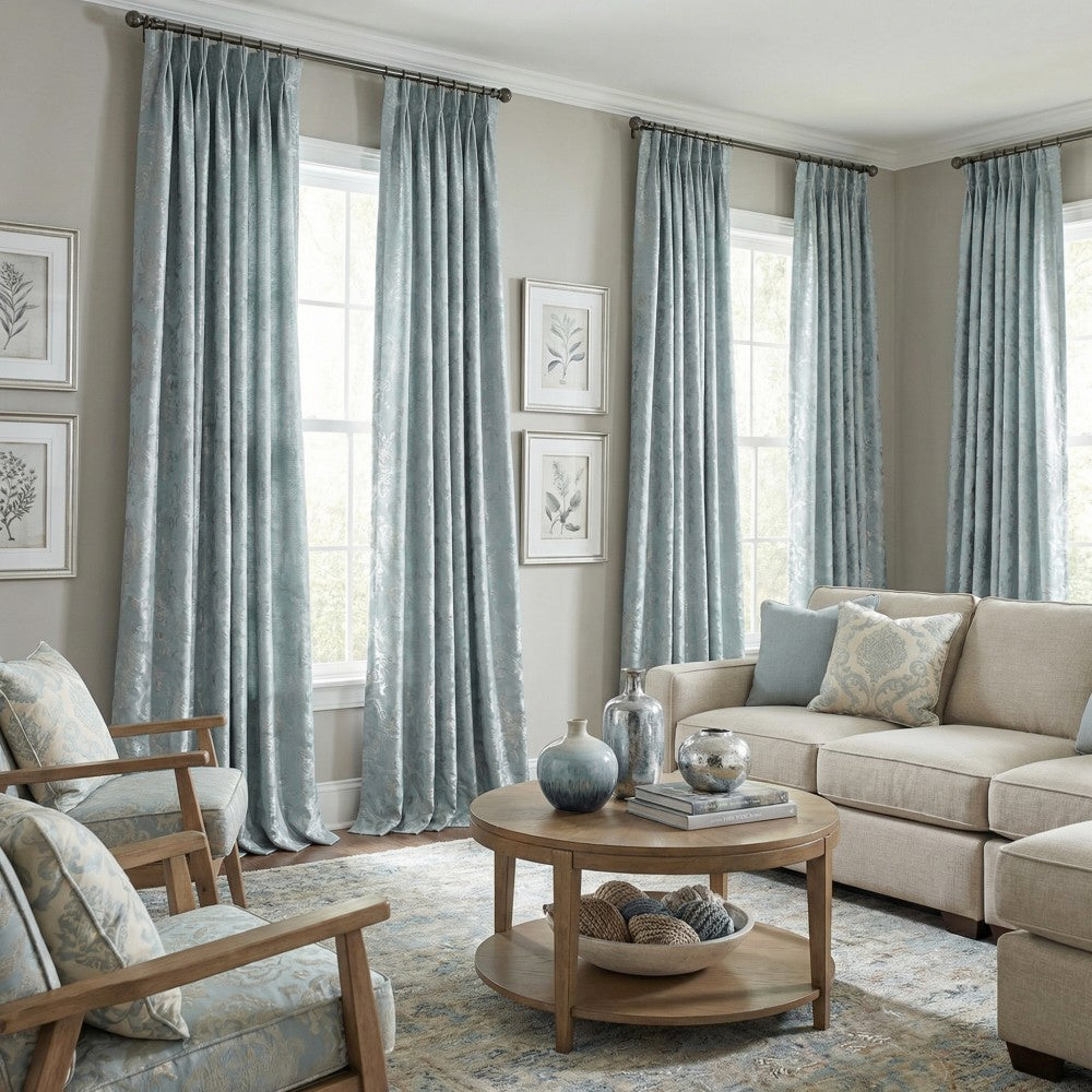Luna Delicate Damask Floral Curtains