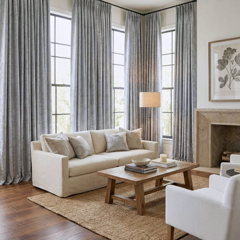 Luna Delicate Damask Floral Curtains
