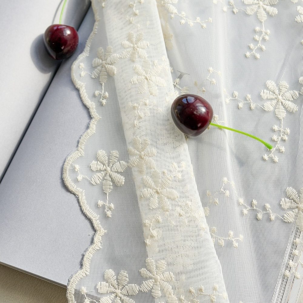Lyra Lace Embroidered Daisy Sheer Curtains