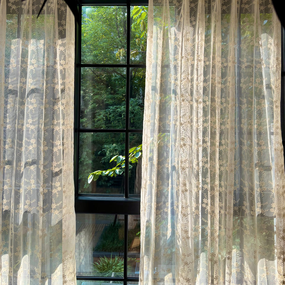 Lyra Lace Embroidered Daisy Sheer Curtains