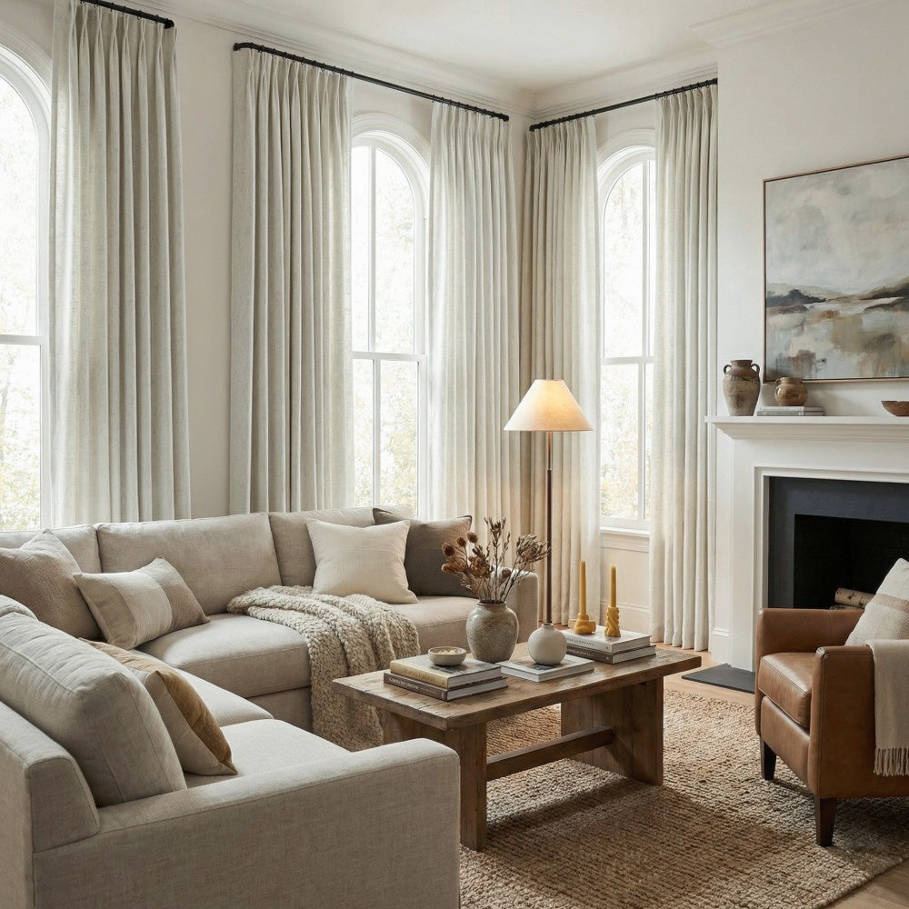 Mattia Soft Linen Curtains With Natural Dots