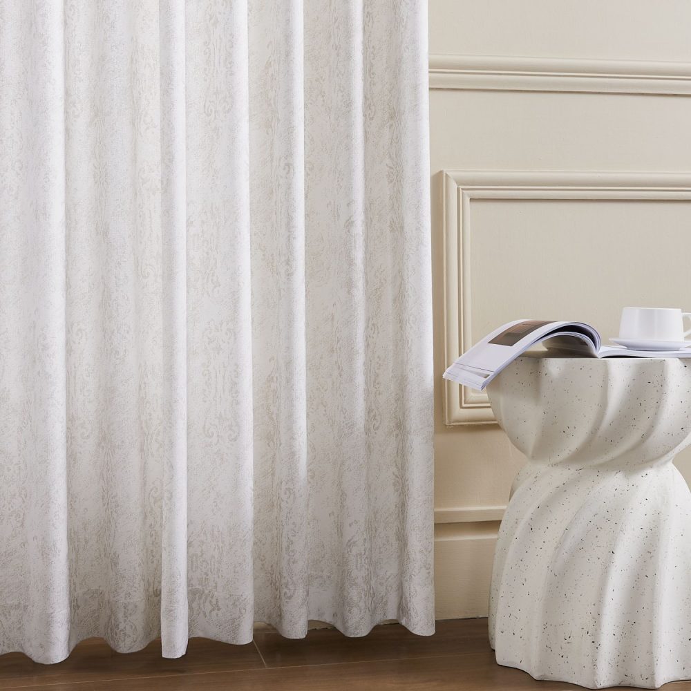 Mazon Damask Foil Printed Linen Sheer Curtains