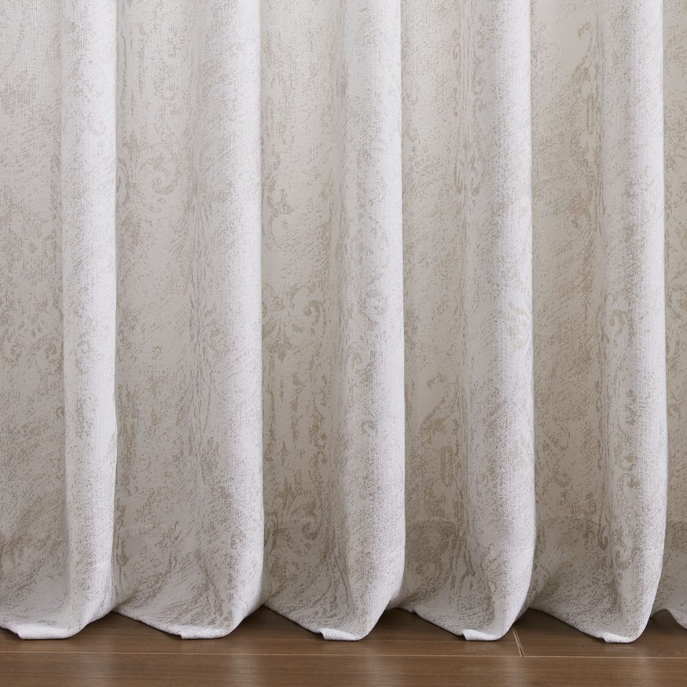 Mazon Damask Foil Printed Linen Sheer Curtains