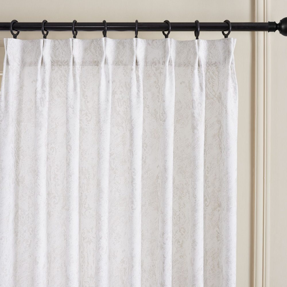 Mazon Damask Foil Printed Linen Sheer Curtains