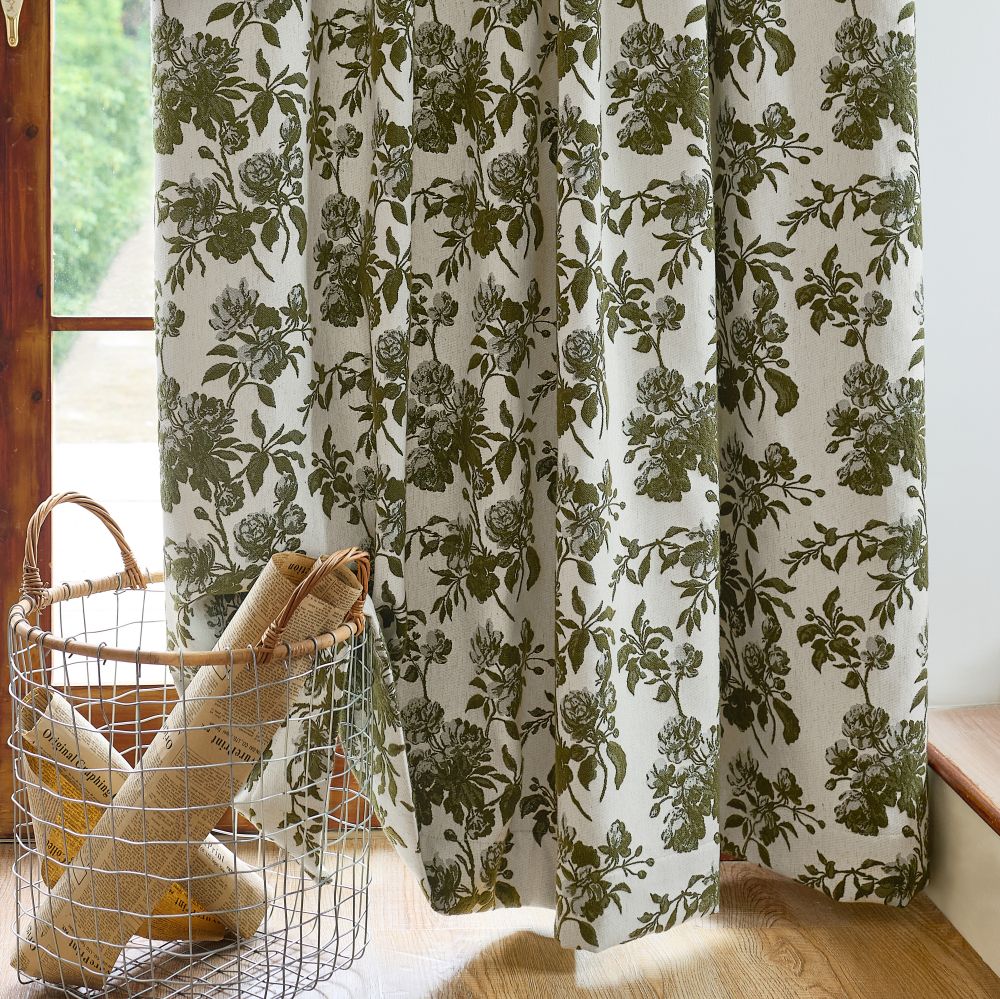 Aurora Retro Rose Blooming Jacquard Custom Curtains