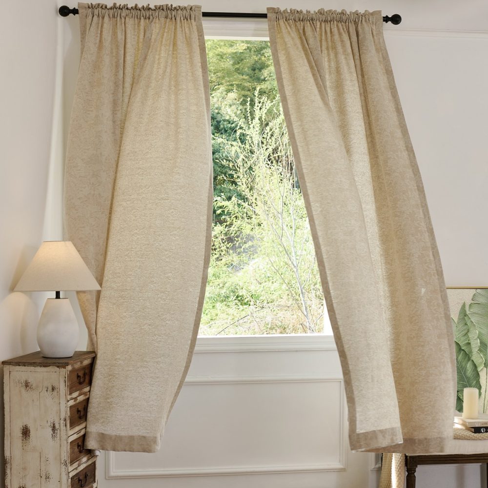 Minnie Rustic Style Subtle Floral Cotton Curtains