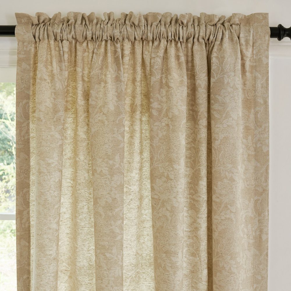 Minnie Rustic Style Subtle Floral Cotton Curtains