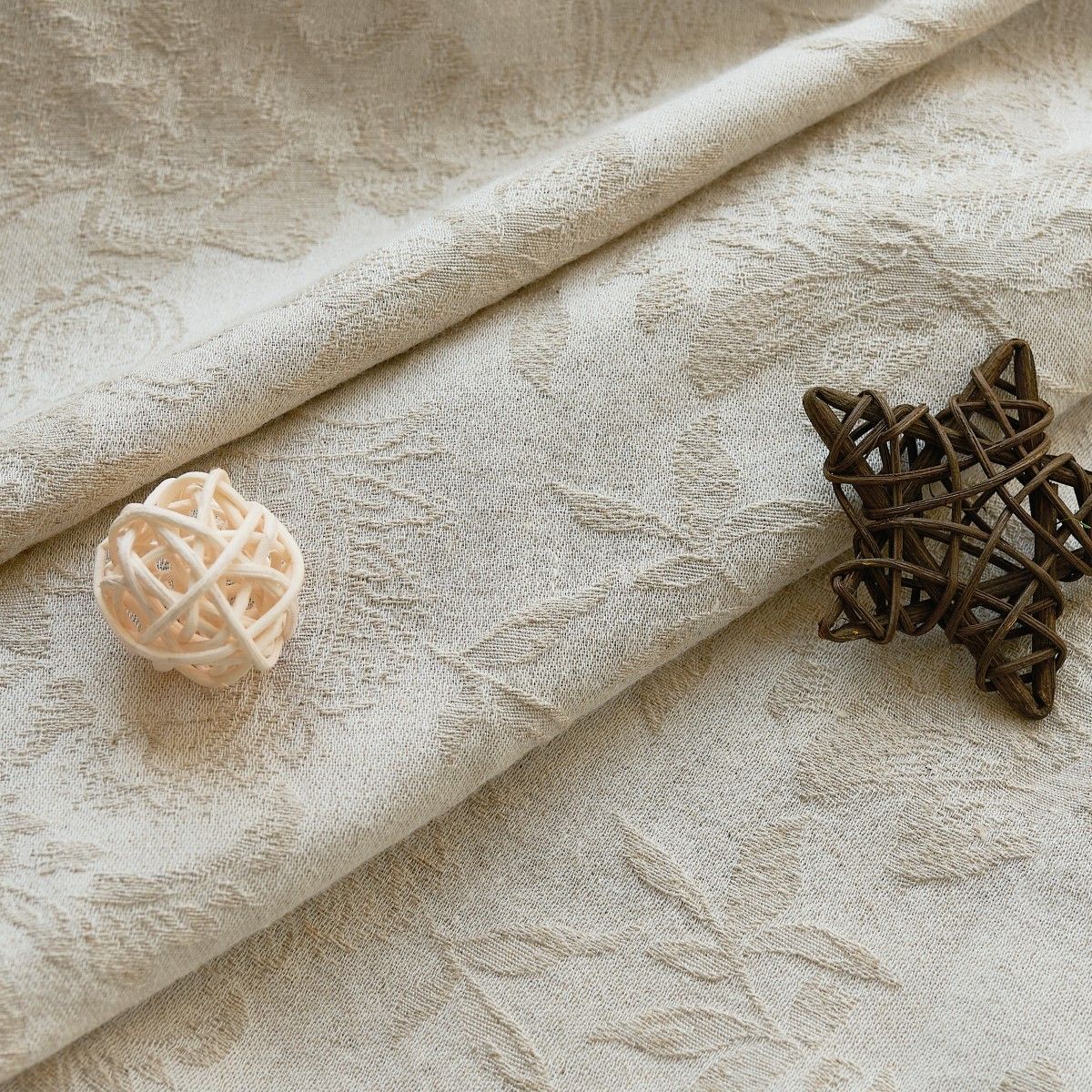 Minnie Rustic Style Subtle Floral Cotton Curtains