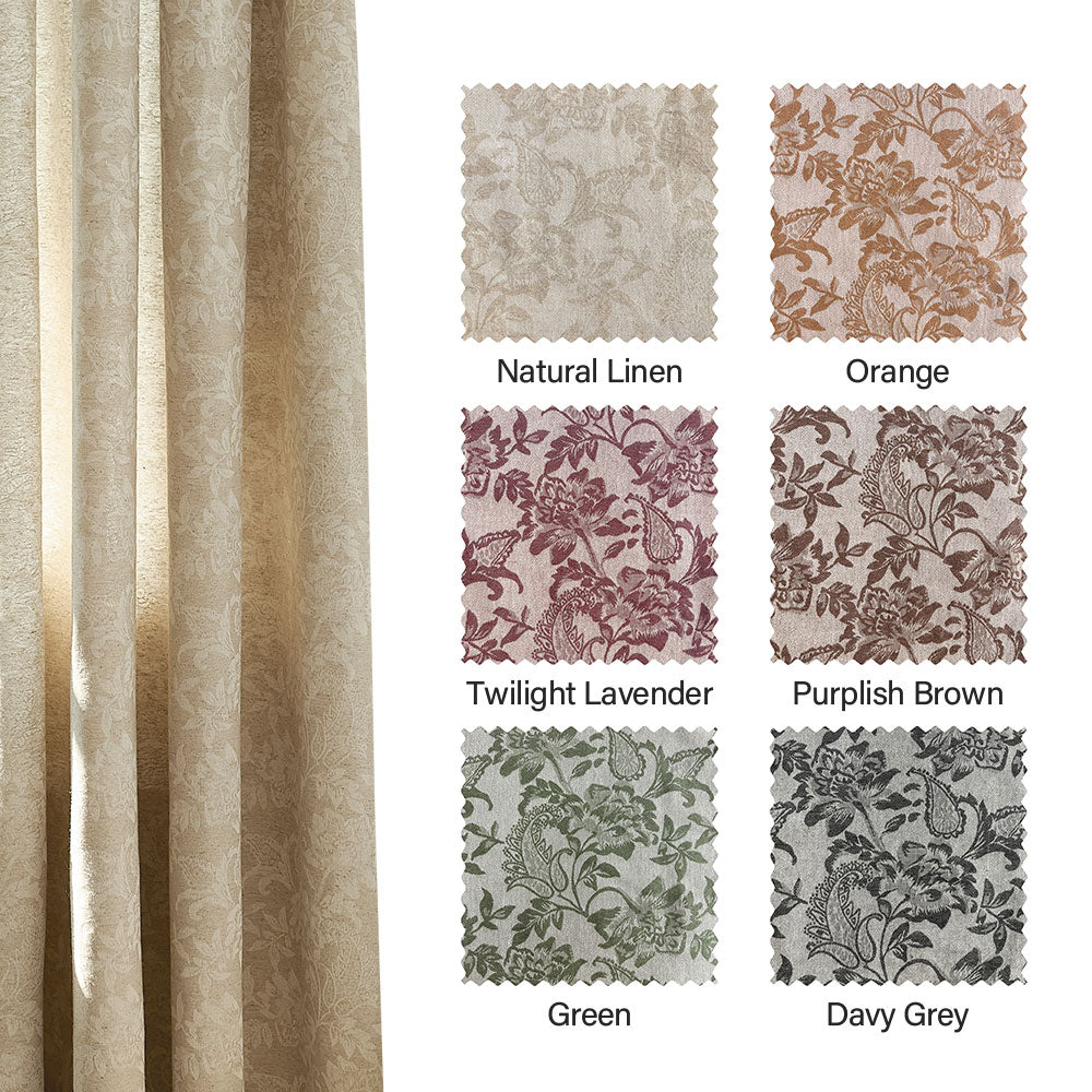 Minnie Rustic Style Subtle Floral Cotton Curtains