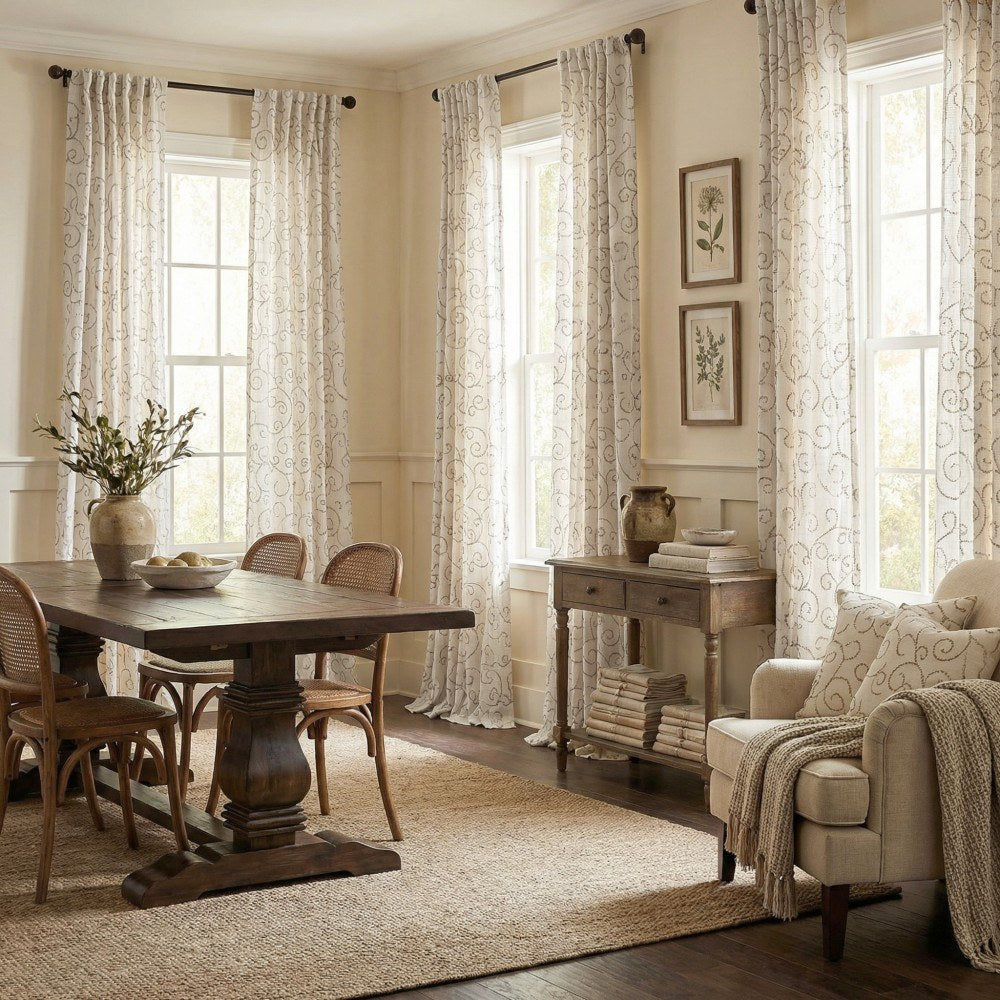 Minta Artistic Branches Embroidered Curtains