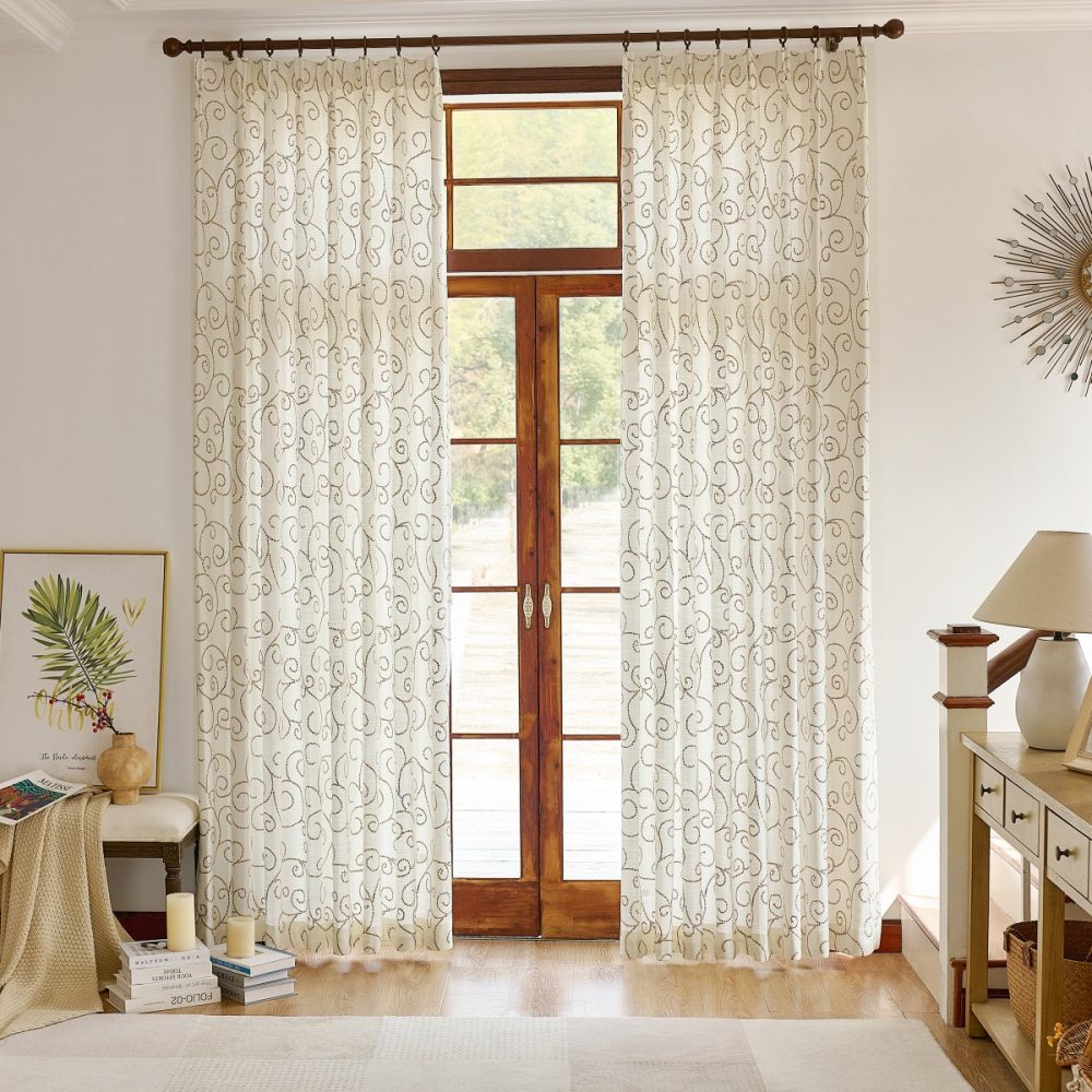 Minta Artistic Branches Embroidered Curtains