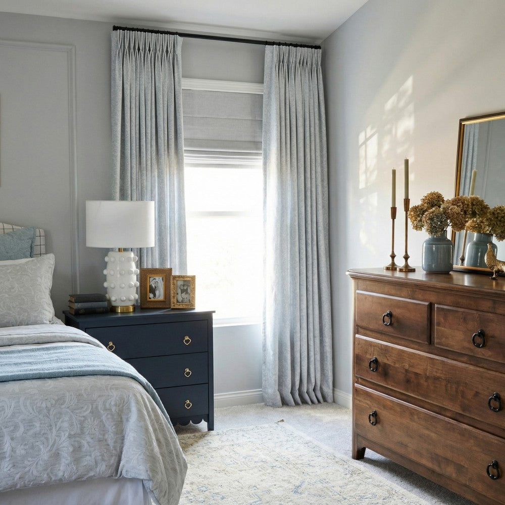 Miranda Subtle Floral Linen Cotton Jacquard Curtains