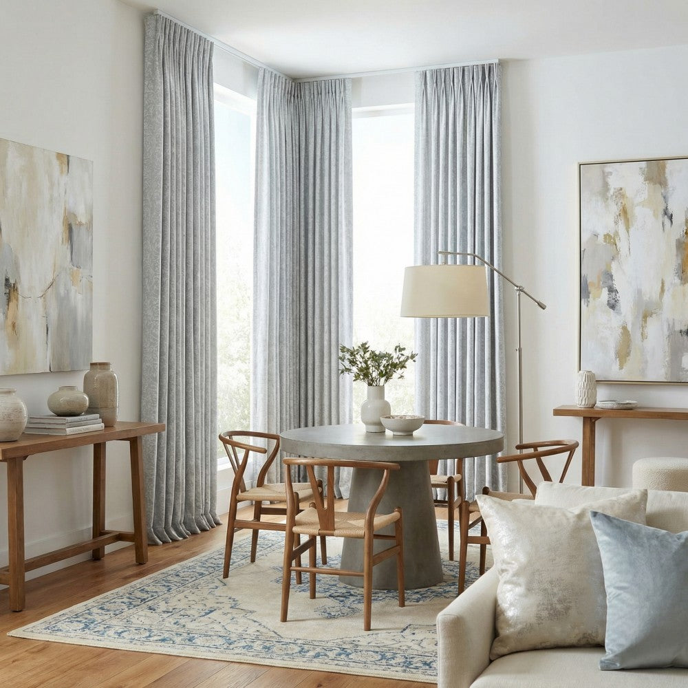 Miranda Subtle Floral Linen Cotton Jacquard Curtains