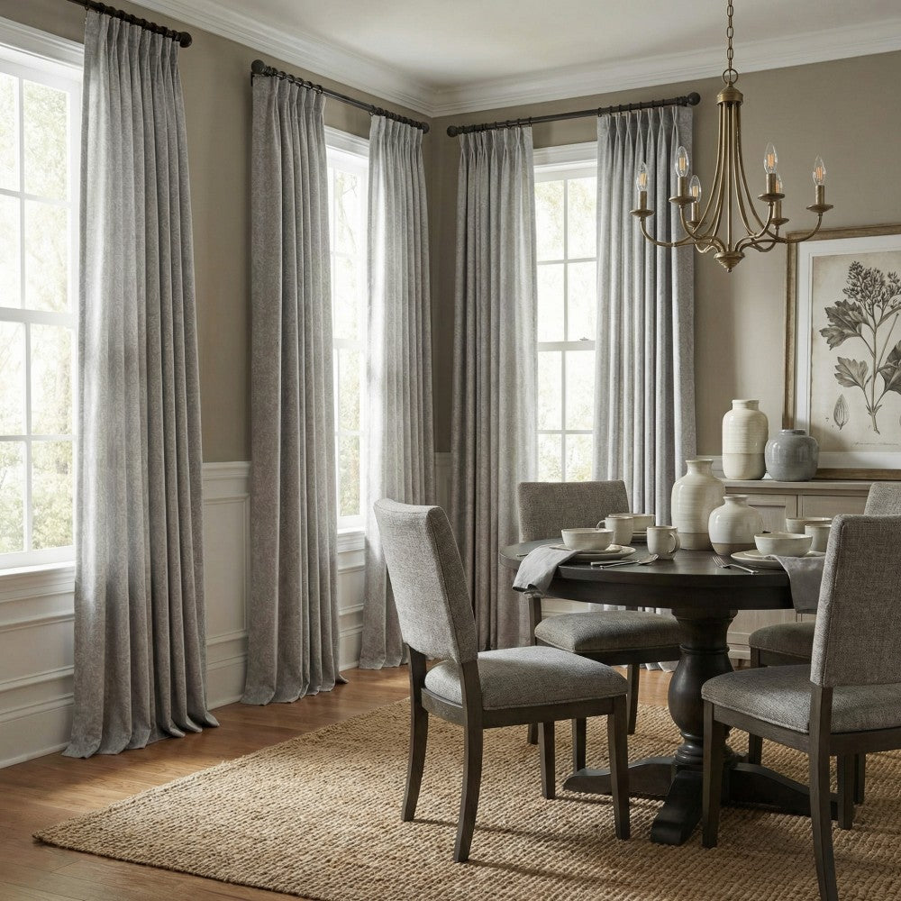 Miranda Subtle Floral Linen Cotton Jacquard Curtains