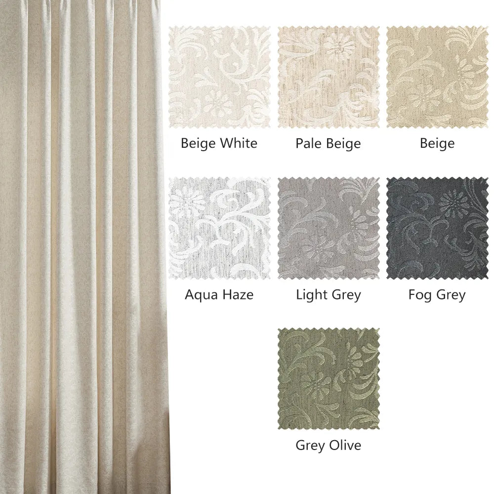 Miranda Subtle Floral Linen Cotton Jacquard Curtains