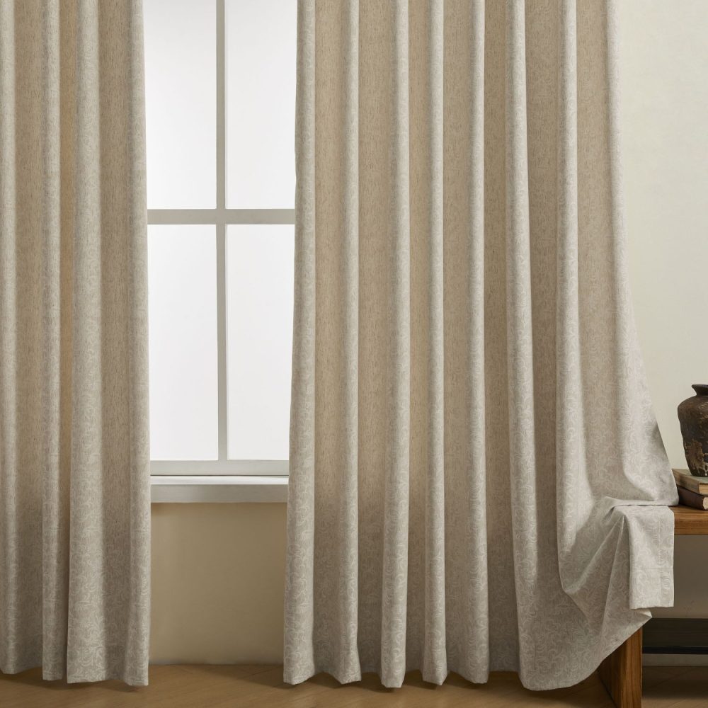 Miranda Subtle Floral Linen Cotton Jacquard Curtains