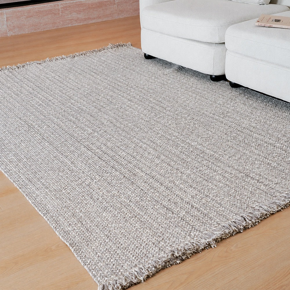 Tapis personnalisé Naya tissé main en laine et jute