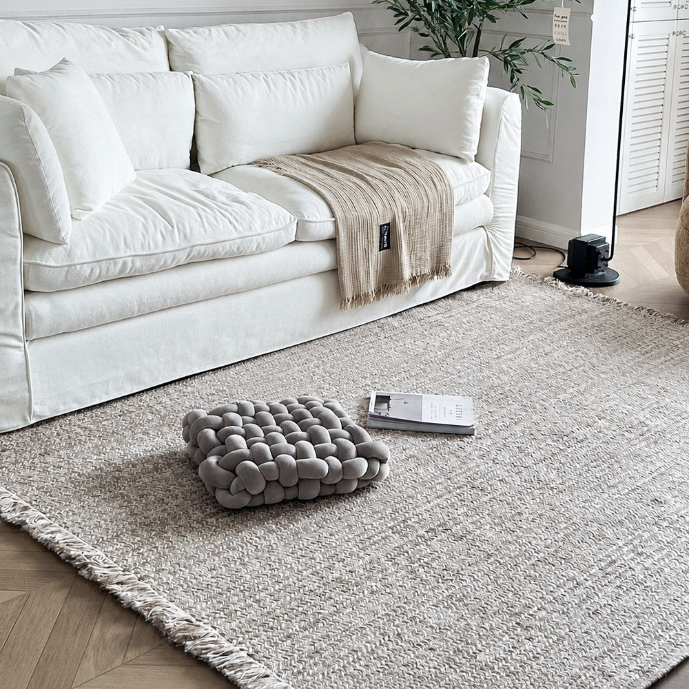 Tapis personnalisé Naya tissé main en laine et jute