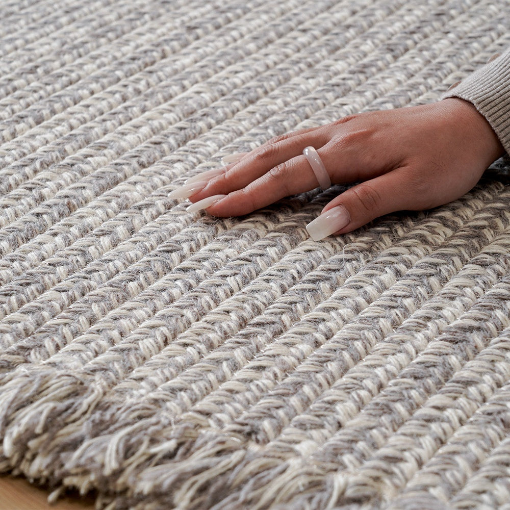 Tapis personnalisé Naya tissé main en laine et jute